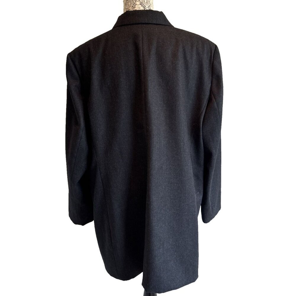 studio JAX double breasted 100 %‎ wool  jacket black, lined, size 20 W - Picture 4 of 13